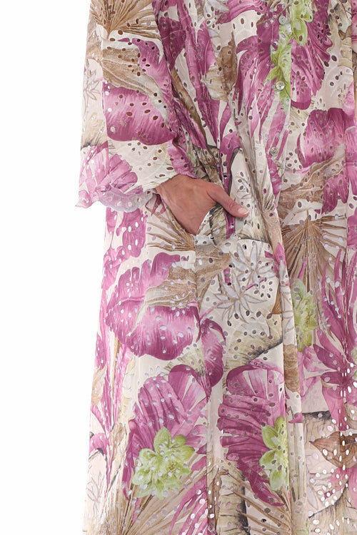 Genova Floral Button Dress Berry - Image 2