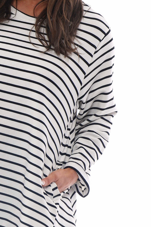 Alyssa Stripe Cotton Top Black - Image 3
