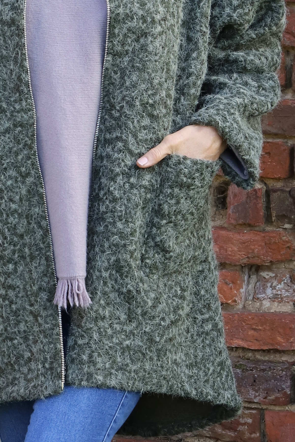 Sheila Zip Hooded Jacket Khaki