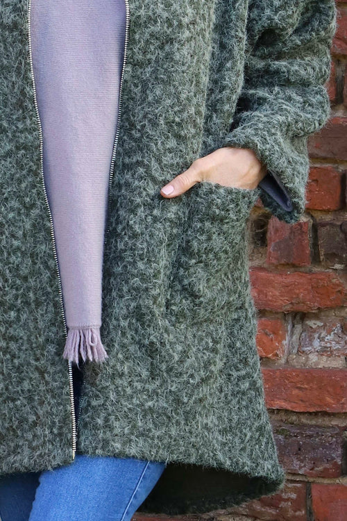 Sheila Zip Hooded Jacket Khaki - Image 3