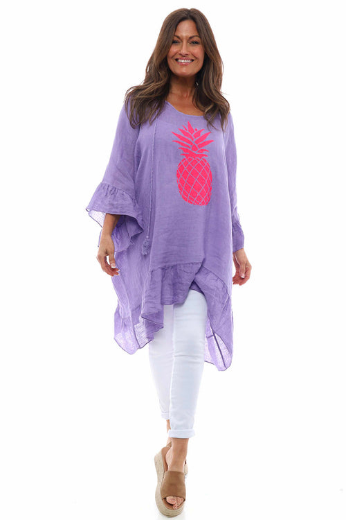 Pineapple Linen Top Lilac