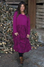 Jillian Pattern Cotton Dress Berry Berry - Jillian Pattern Cotton Dress Berry