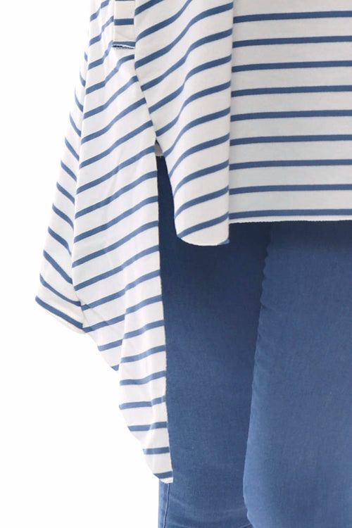 Alyssa Stripe Cotton Top Denim Blue - Image 3