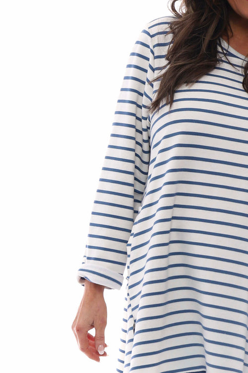 Alyssa Stripe Cotton Top Denim Blue - Image 4