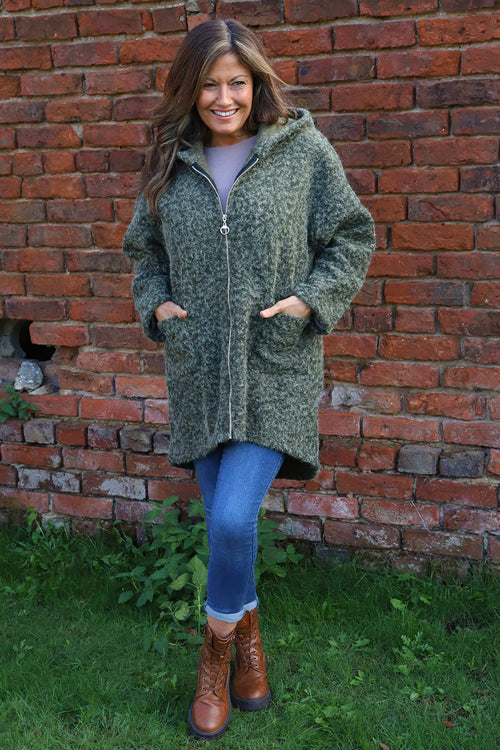 Sheila Zip Hooded Jacket Khaki - Image 2