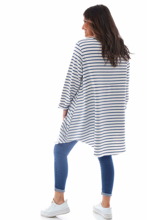 Alyssa Stripe Cotton Top Denim Blue - Image 6