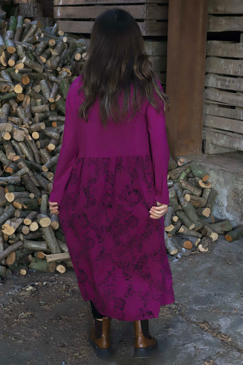 Jillian Pattern Cotton Dress Berry - Image 4