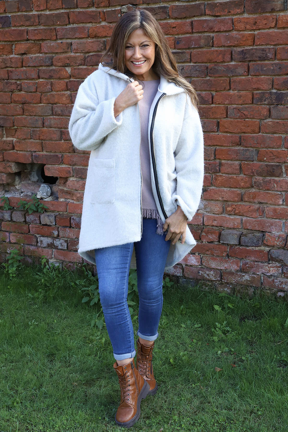 Sheila Zip Hooded Jacket Cream