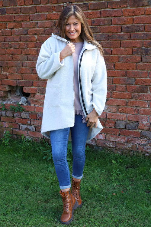 Sheila Zip Hooded Jacket Cream - Image 2