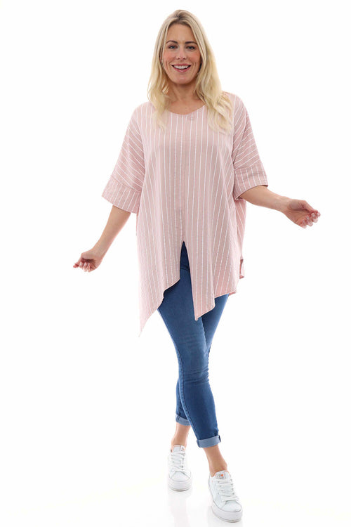Corinne Stripe Cotton Top Pink - Image 2
