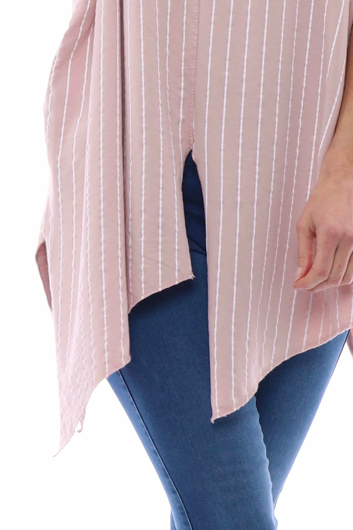 Corinne Stripe Cotton Top Pink