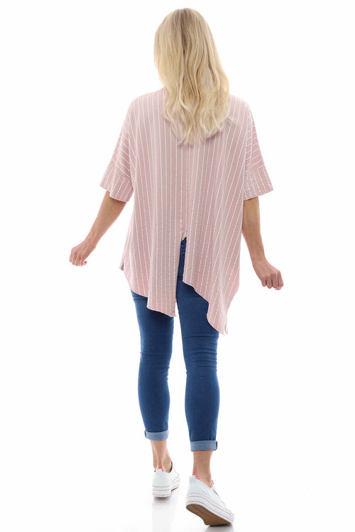 Corinne Stripe Cotton Top Pink - Image 8
