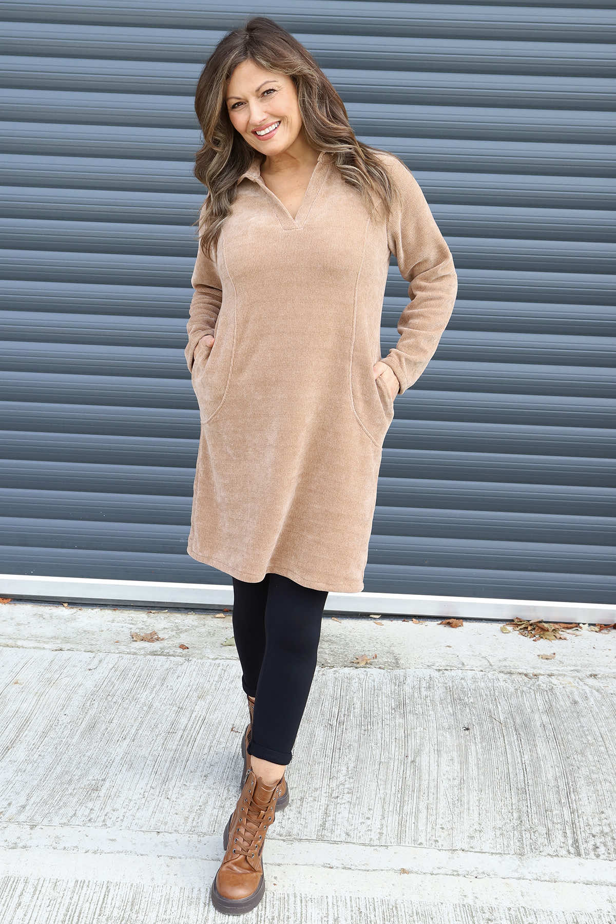 Irina Cord Collared Tunic Camel