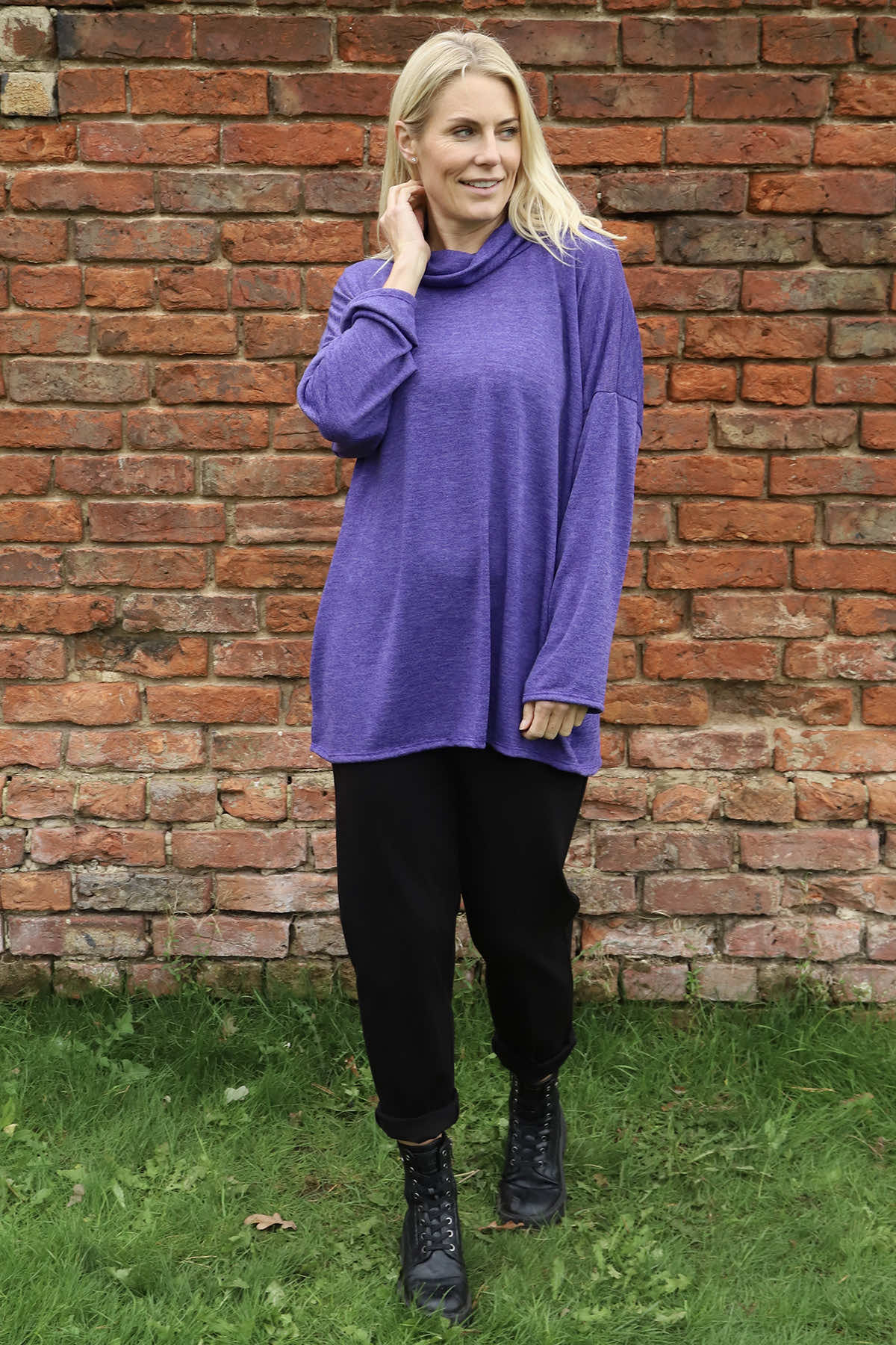 Tarka Cowl Neck Top Purple