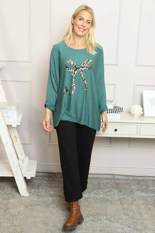 Lillian Bow Jumper Sage Green - Image 3