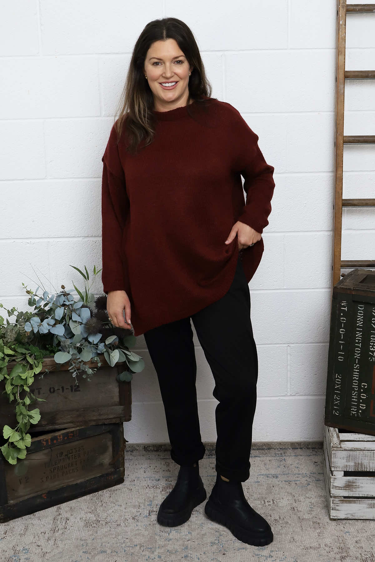 Elaine Knitted Jumper Wine