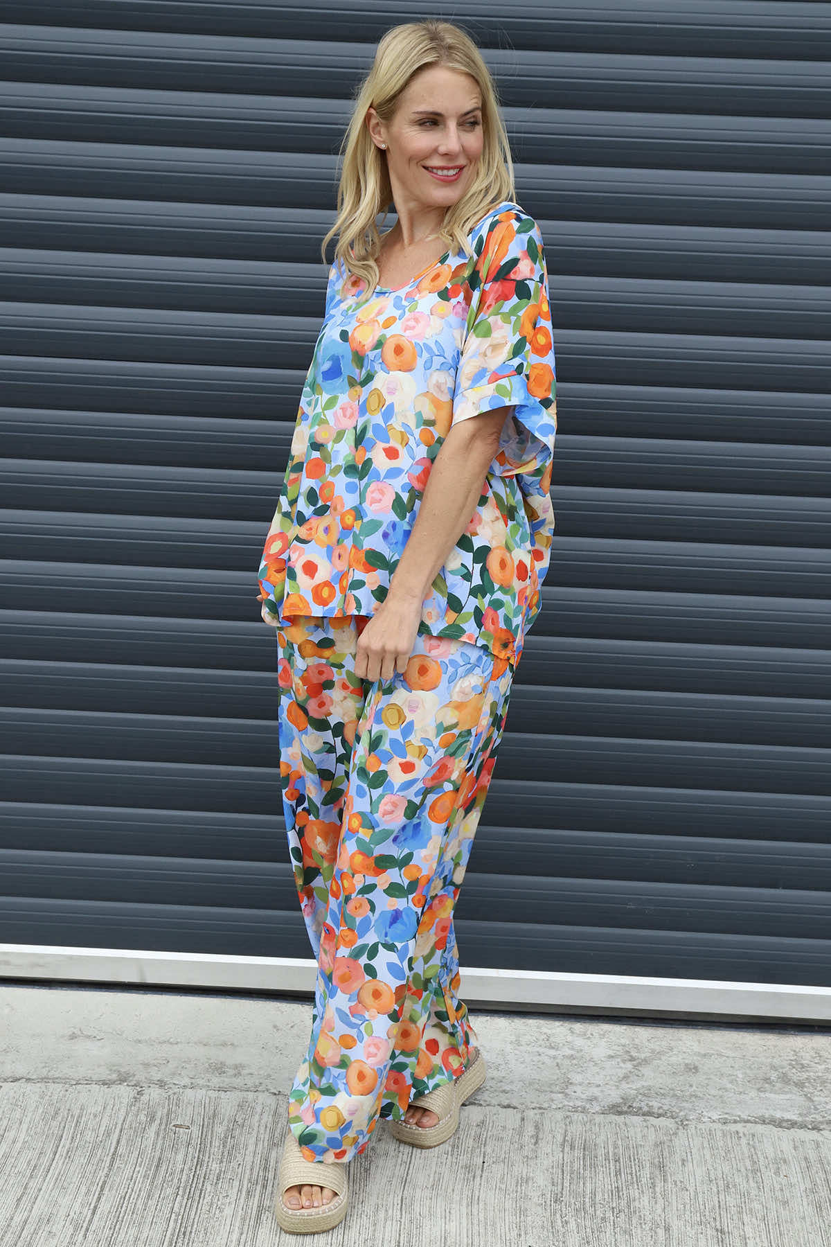 Lelia Print Trousers Light Blue