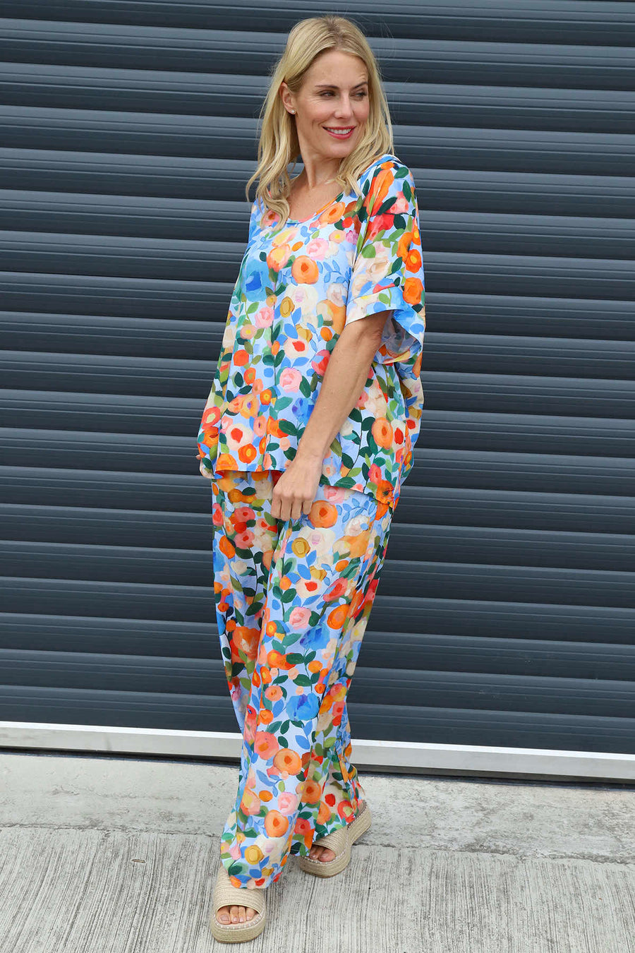 Lelia Print Trousers Light Blue