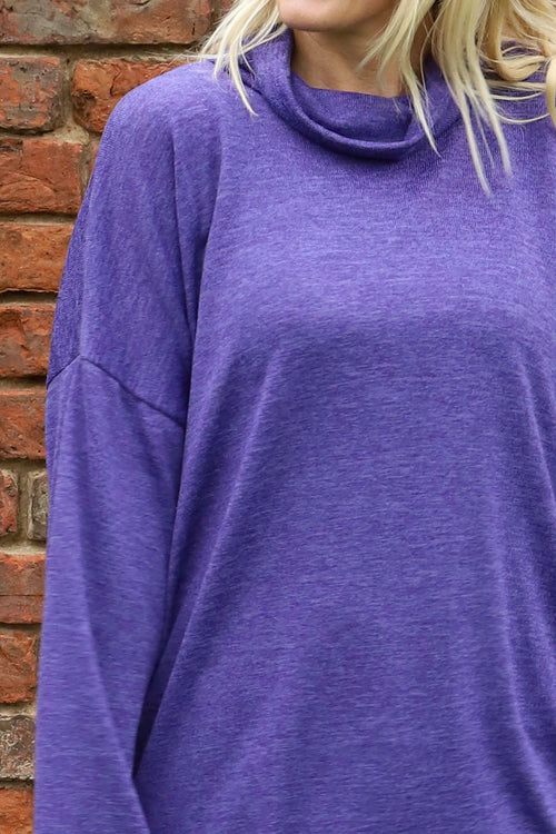 Tarka Cowl Neck Top Purple - Image 3