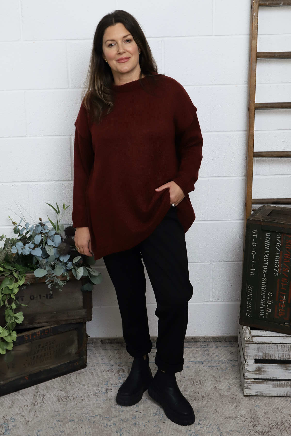 Elaine Knitted Jumper Wine