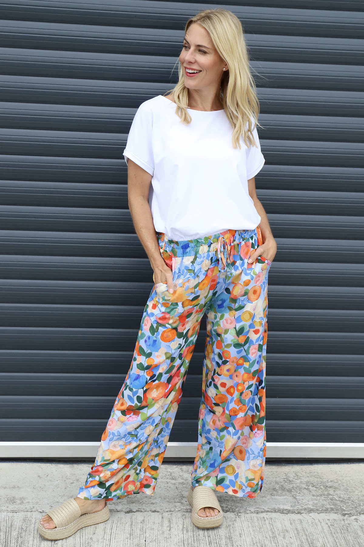 Lelia Print Trousers Light Blue