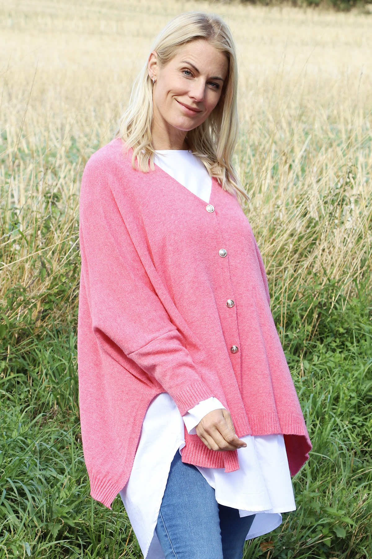 Hattie Knitted Cardigan Fuchsia