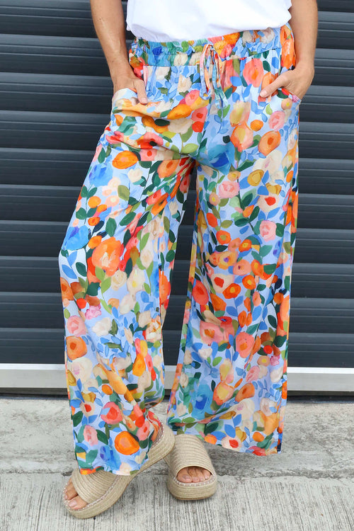 Lelia Print Trousers Light Blue - Image 3