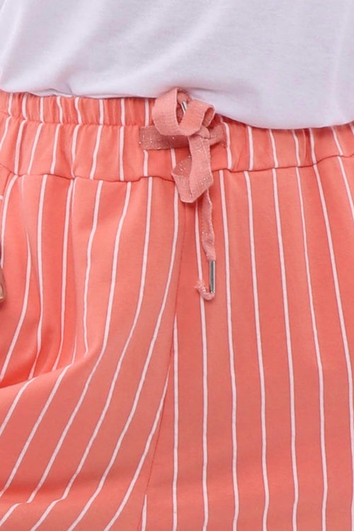 Ginny Stripe Cotton Trousers Coral - Image 5