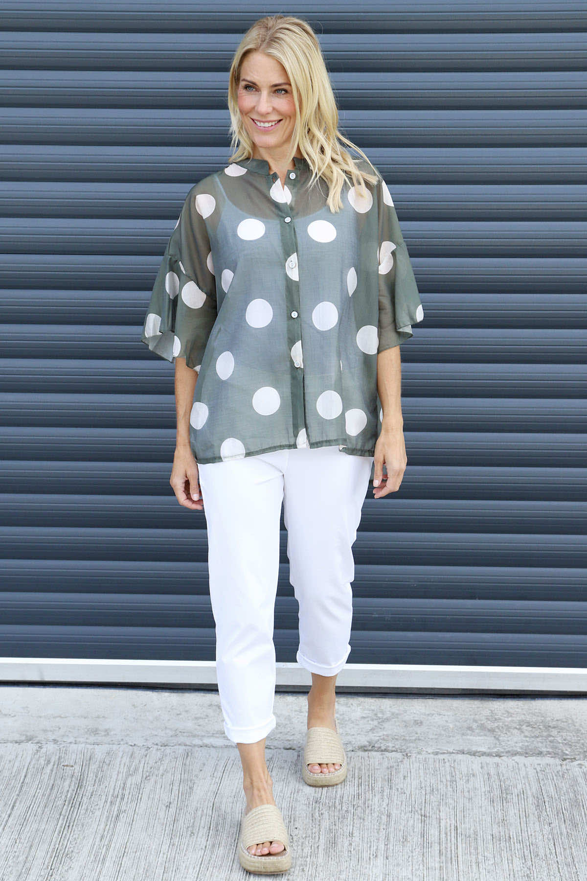 Cordelia Spot Print Shirt Khaki
