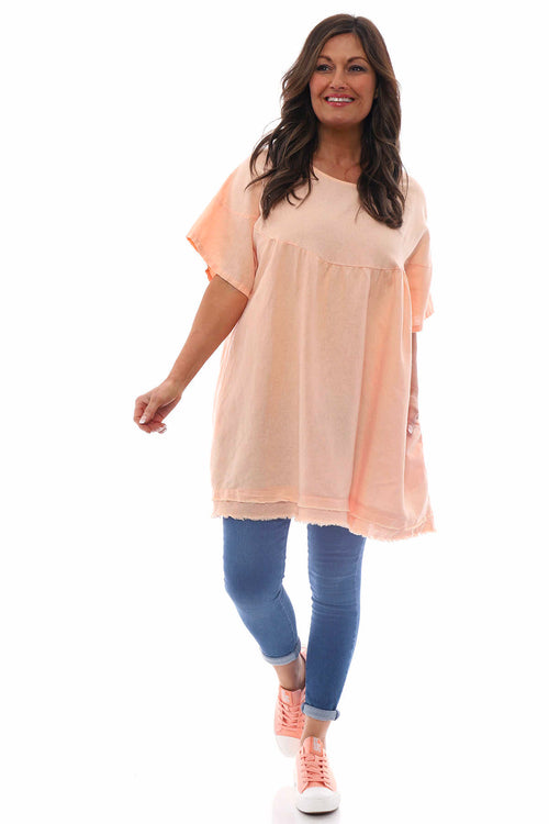 Millia Washed Linen Tunic Coral - Image 3