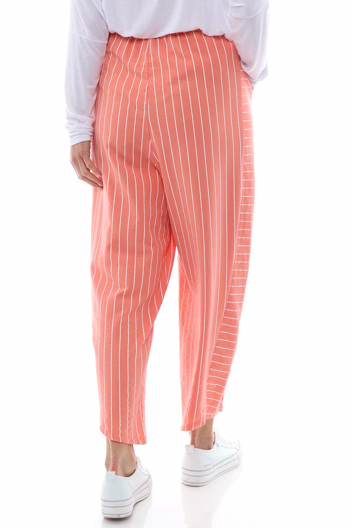 Ginny Stripe Cotton Trousers Coral