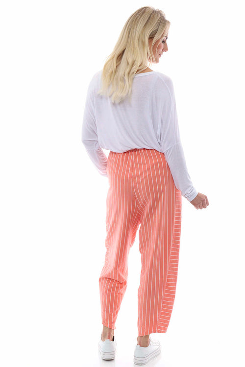Ginny Stripe Cotton Trousers Coral - Image 8