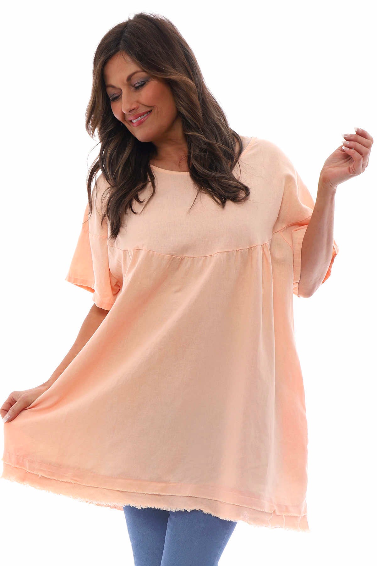 Millia Washed Linen Tunic Coral