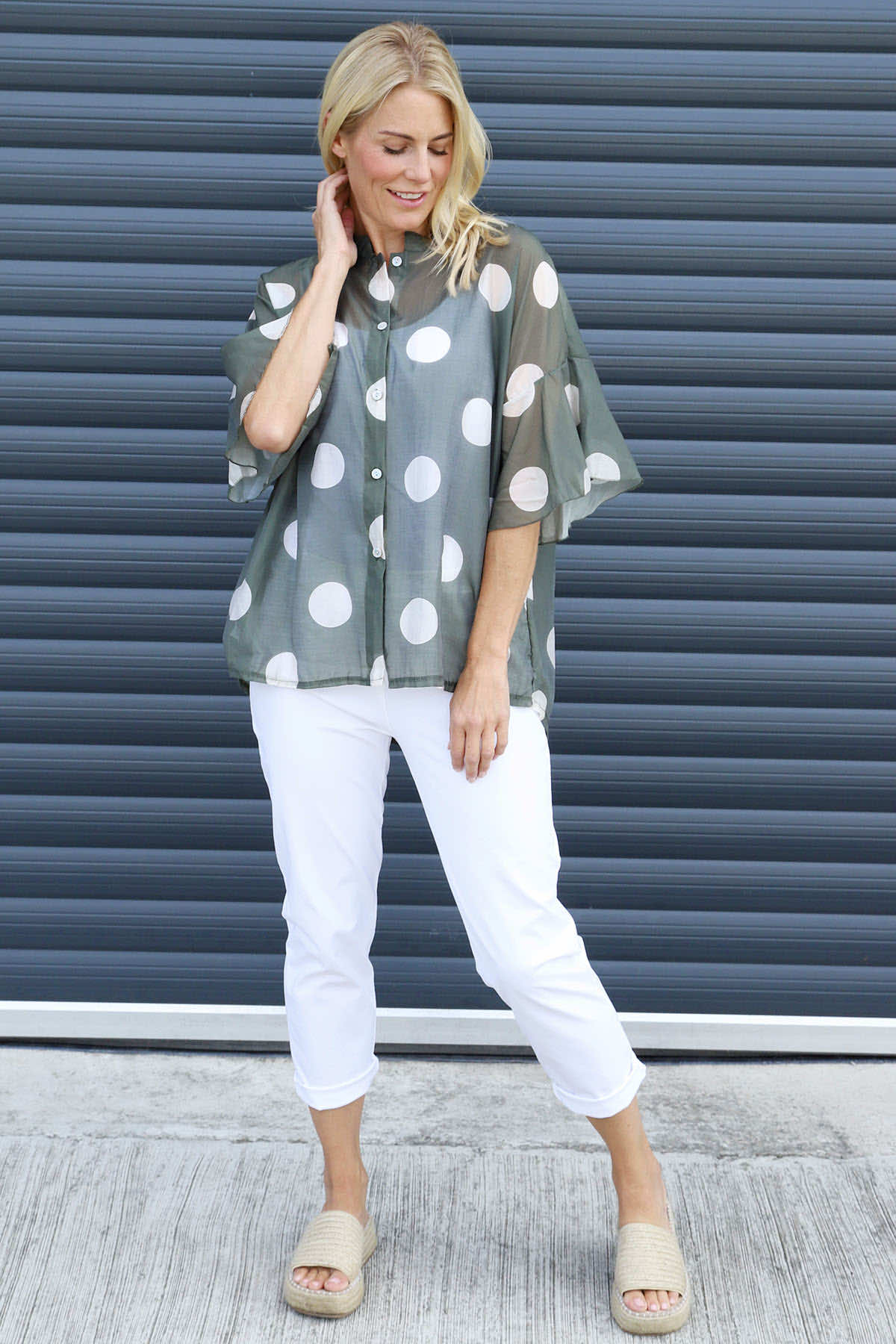 Cordelia Spot Print Shirt Khaki
