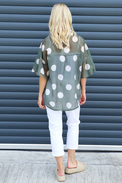 Cordelia Spot Print Shirt Khaki - Image 6