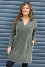 Irina Cord Collared Tunic Khaki Khaki - Irina Cord Collared Tunic Khaki