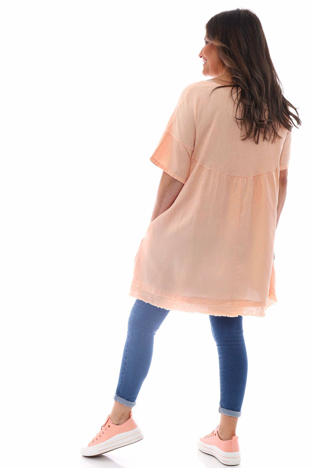 Millia Washed Linen Tunic Coral