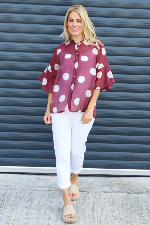 Cordelia Spot Print Shirt Wine - Image 3