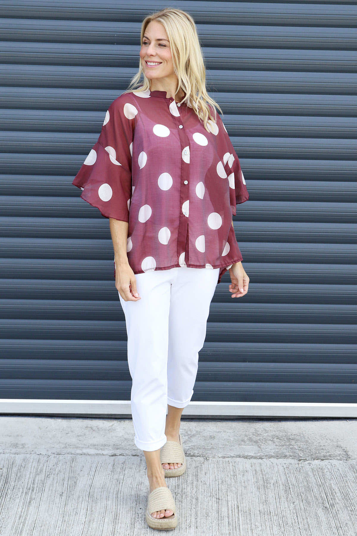 Cordelia Spot Print Shirt Wine