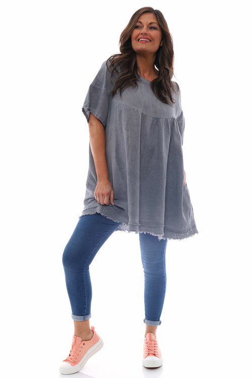Millia Washed Linen Tunic Mid Grey - Image 2