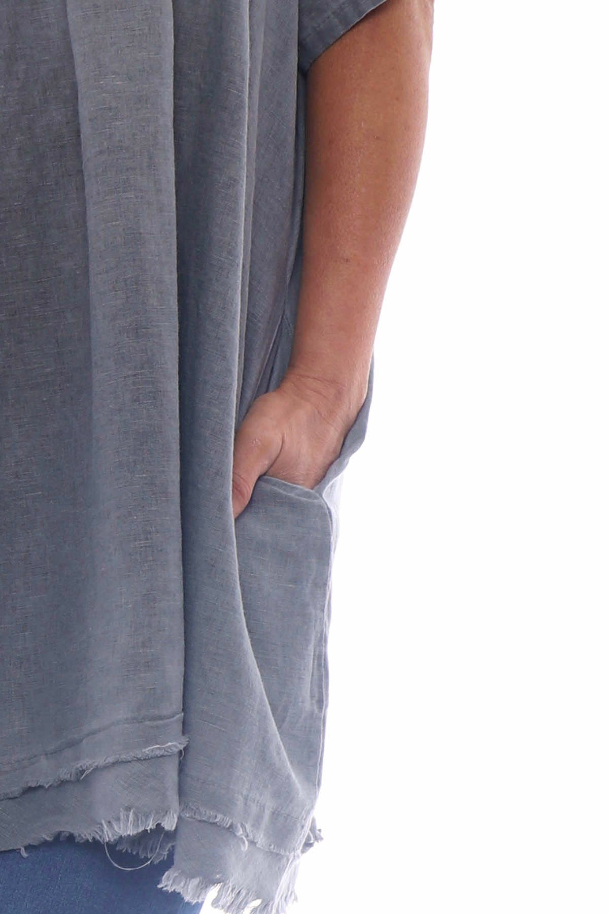 Millia Washed Linen Tunic Mid Grey