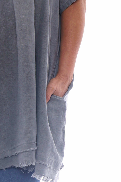 Millia Washed Linen Tunic Mid Grey - Image 3
