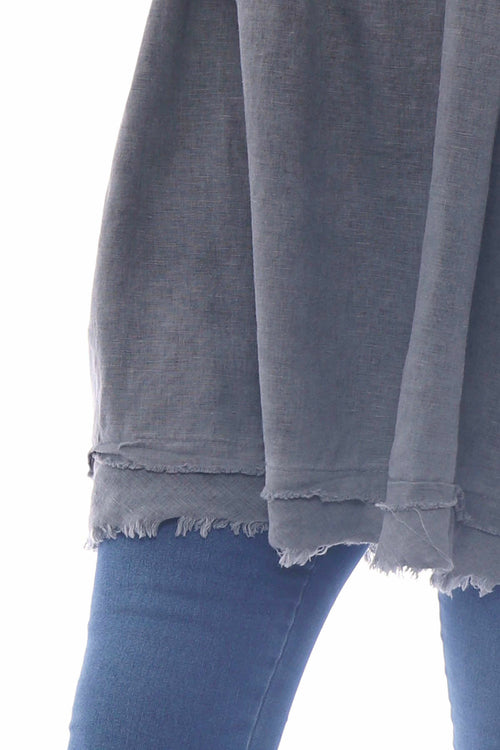 Millia Washed Linen Tunic Mid Grey - Image 4