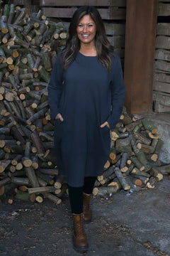 Simone Cotton Dress Charcoal