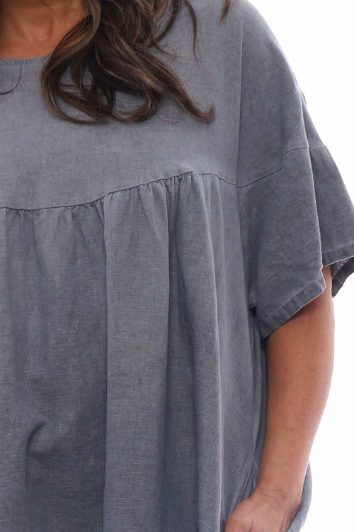 Millia Washed Linen Tunic Mid Grey - Image 5