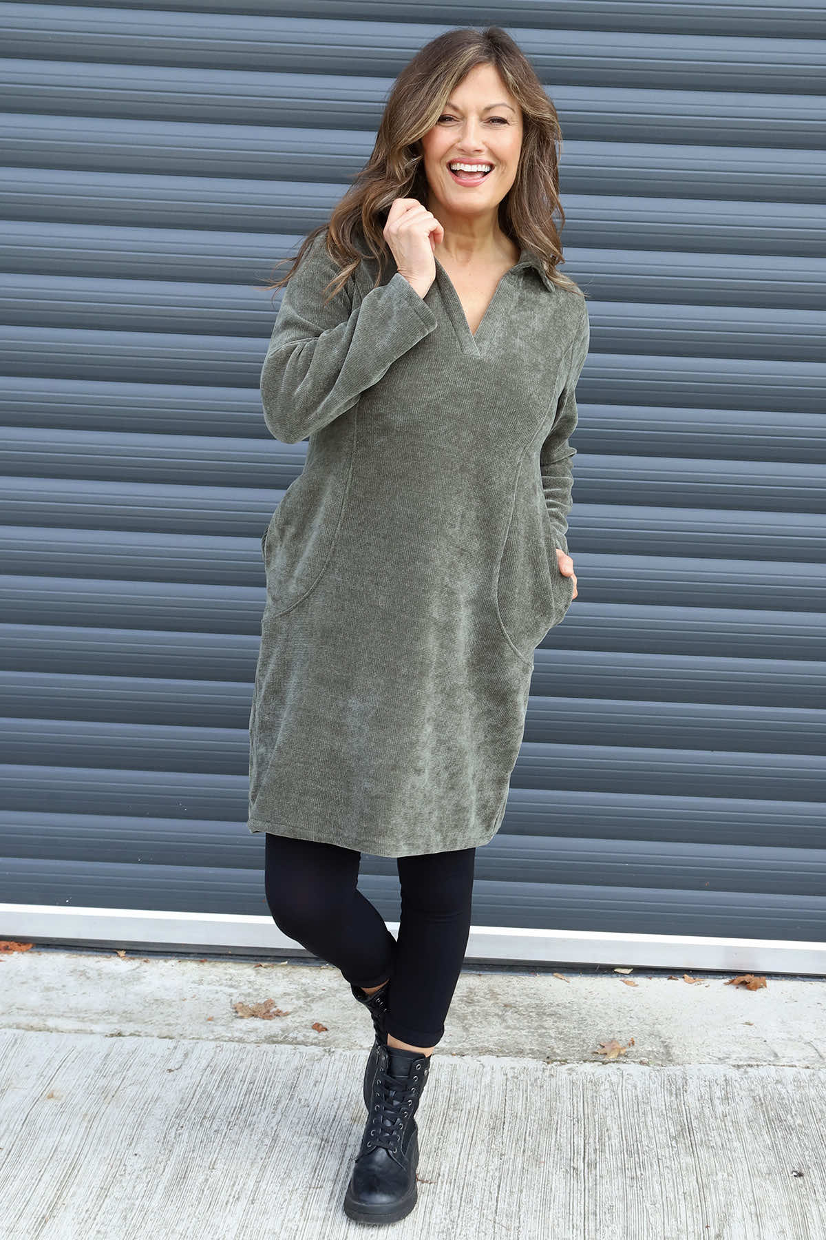 Irina Cord Collared Tunic Khaki