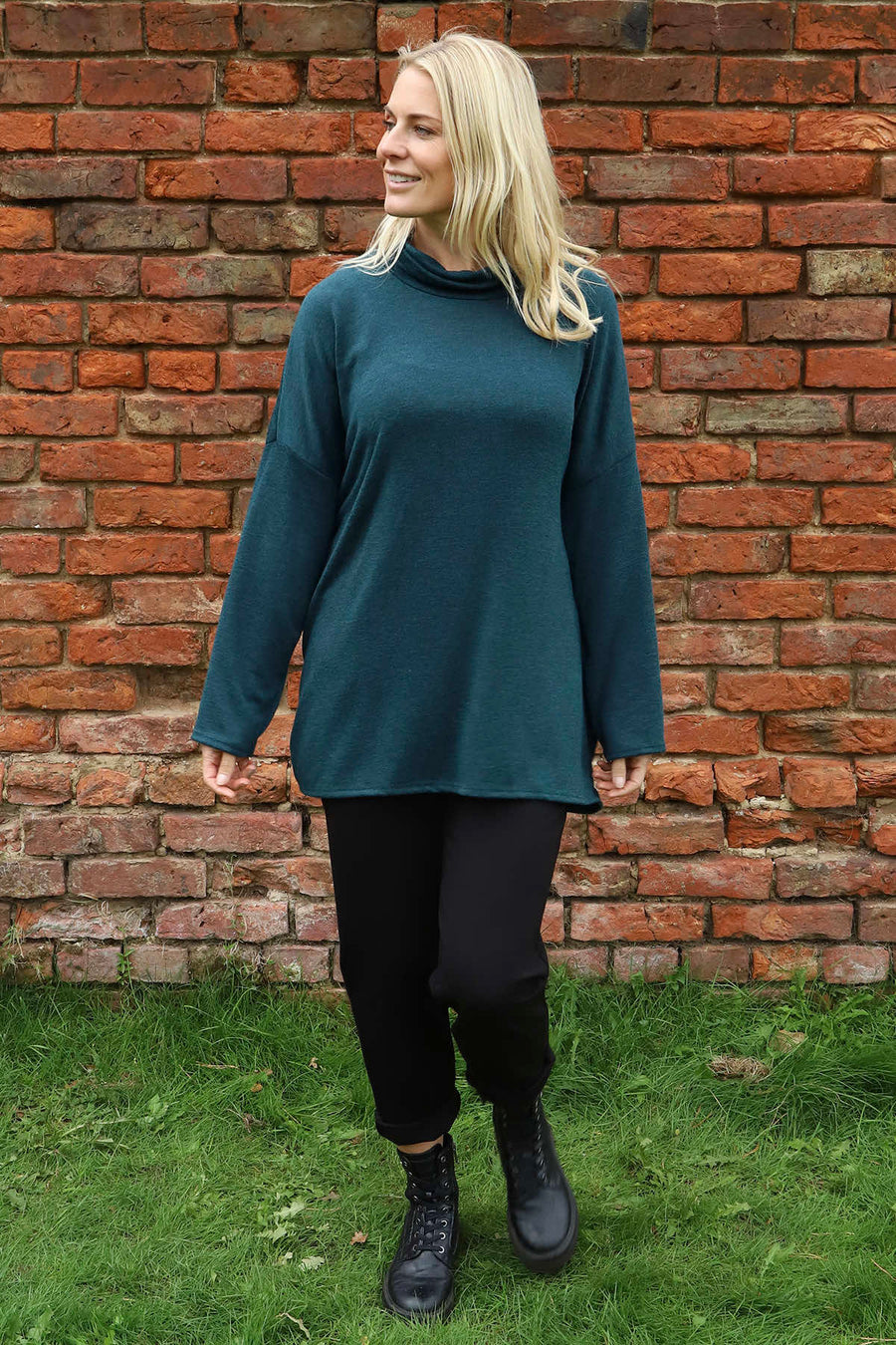 Tarka Cowl Neck Top Teal
