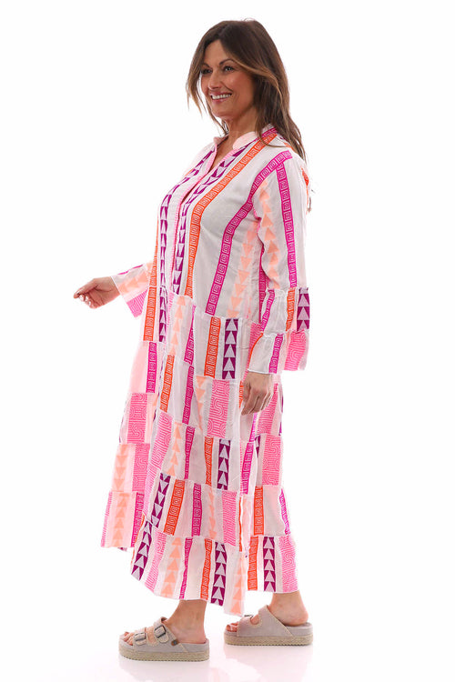 Jovina Pattern Cotton Dress Fuchsia - Image 6