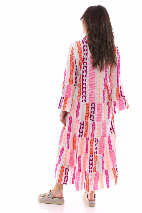 Jovina Pattern Cotton Dress Fuchsia - Image 5