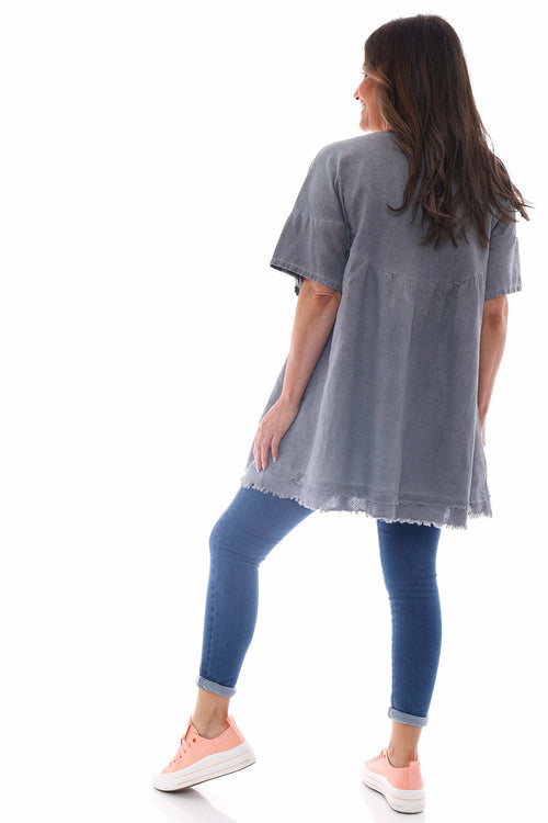 Millia Washed Linen Tunic Mid Grey - Image 6